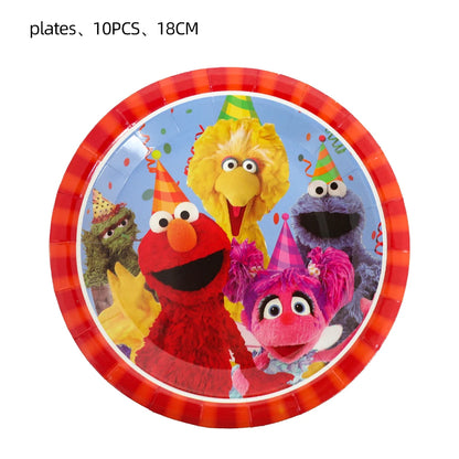 Cartoon Sesames Street Birthday Party Decorations Balloons Plate Cup Banner Tableware Set for Baby Shower Party Favors Kids Gift