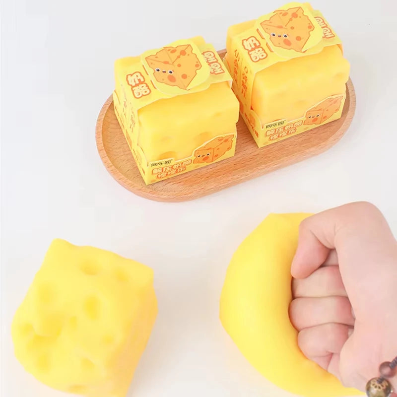 Cheese Novelty Squeeze Toy Soft Rubber Bouncing Sensory Anxiety Relief Focus Training Relaxation