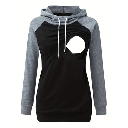 Women's Maternity Nursing Hoodie Sweatshirt Hoodies Long Sleeve Breastfeeding Pregnancy Pocket Clothes