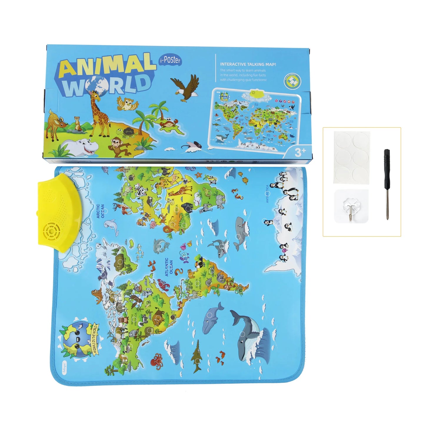 Electronic World Map Animal Wall Chart Talking  Music Poster Kids Montessori Toys for Toddlers Interactive Educational Toy Gift