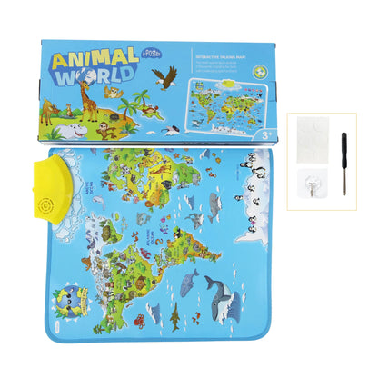 Electronic World Map Animal Wall Chart Talking  Music Poster Kids Montessori Toys for Toddlers Interactive Educational Toy Gift