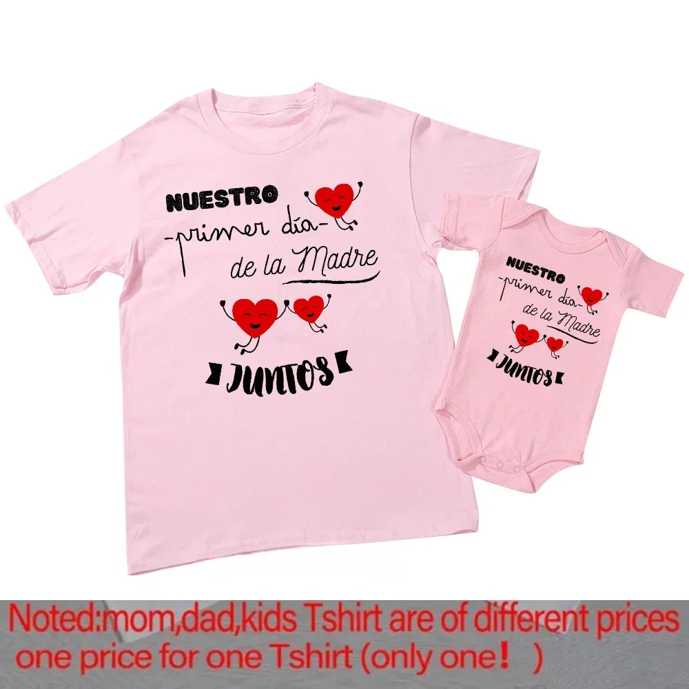 Our First Mother's Day Family Matching Clothes Mommy and Me Shirt Fashion Mothers Day Mom & Baby Outfit Mama T-shirt Baby Romper
