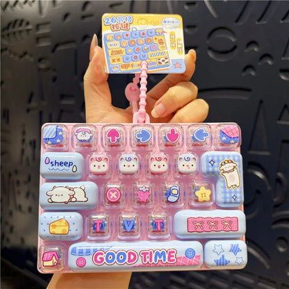 Hot Anime 26-Key Keyboard Keychain Stress Relief Fidget Toy Keyboard Button Finger Clicker Backpack Charms Christmas Gift