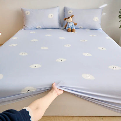 Ice Silk Bed Sheet Set Summer Breathable Cooling Fitted Sheet Pillowcase Cool Feel Single Double Mattress Cover,Can Custom Sizes