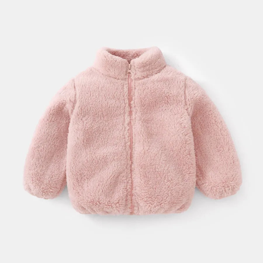 Winter Winter New Style Kids Plush Coat Simple Fashion Children Solid Color Casual Outerwear Tops Toddler Costume Warm Jacket