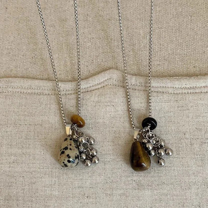 Irregular Tiger Eye Stone Pendant Necklace for Women, Fashion Long Chain Gift for Party, Aesthetic Jewelry Accessories