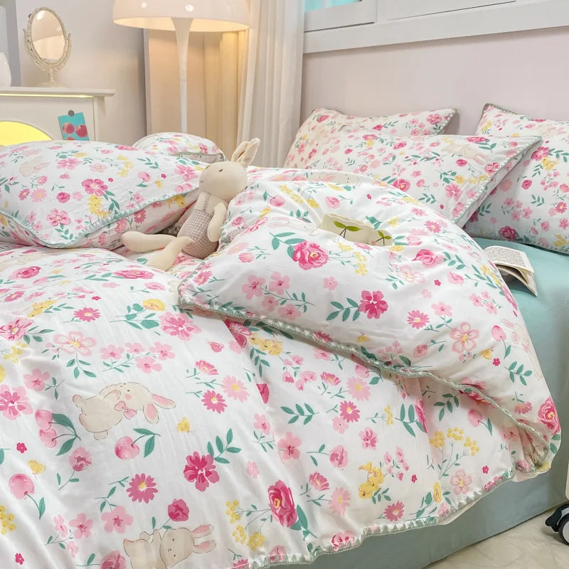 Soft Cotton Crib Bedding Set Kid Baby Nursery Decor 3PCS Baby Cartoon Bear Bedding Set for Newborns