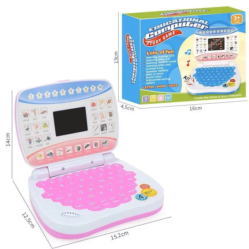 Mini Simulated Laptop Early Education Machine LED Display Learning Device Music Children's Toy