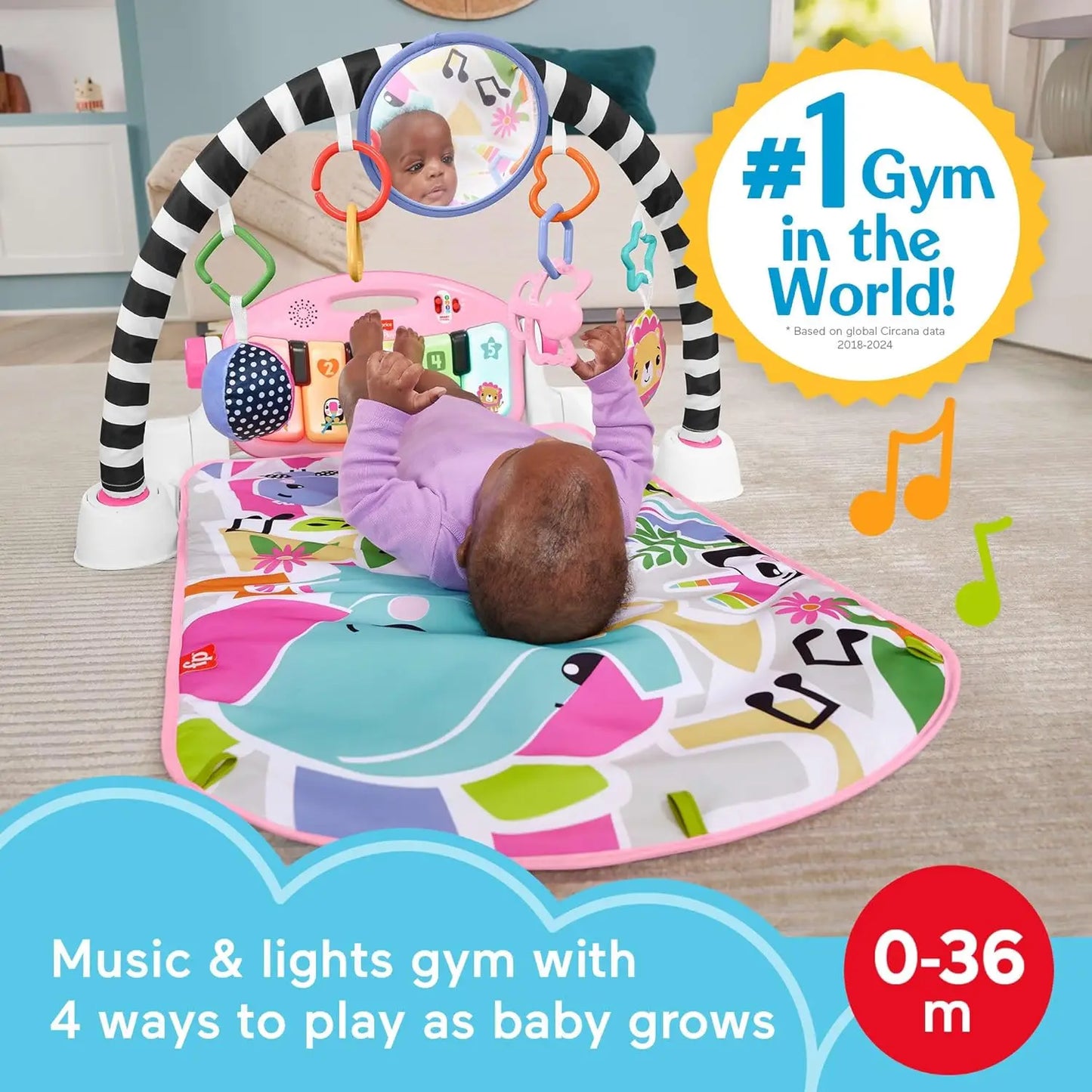 Interactive Baby Playmat with Piano Gym, Lights & Music for Newborns 0+ Months Developmental Toy