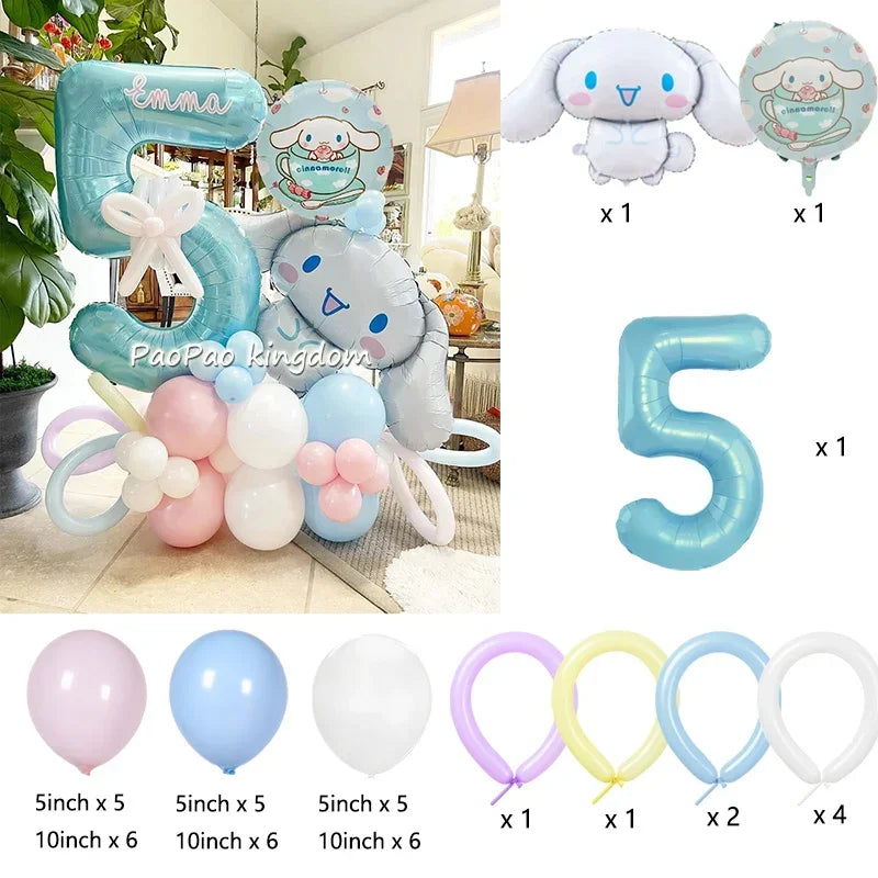 1 Set Cinnamoroll Foil Balloons for Birthday Party Decorations Baby Shower  Kids  Birthday Gift Macaron Latex Balloons Set