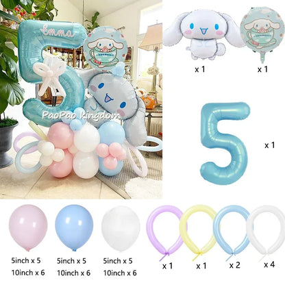 1 Set Cinnamoroll Foil Balloons for Birthday Party Decorations Baby Shower  Kids  Birthday Gift Macaron Latex Balloons Set