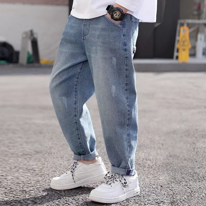 IENENS Boy Girls Trousers Skinny Jeans Elastic Waist Pants 4-13 Years Kids Boys Denim Clothing Clothes Sports Bottoms