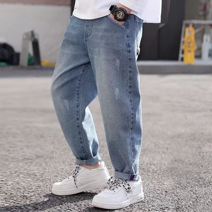 IENENS Boy Girls Trousers Skinny Jeans Elastic Waist Pants 4-13 Years Kids Boys Denim Clothing Clothes Sports Bottoms