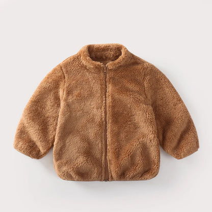 Winter Winter New Style Kids Plush Coat Simple Fashion Children Solid Color Casual Outerwear Tops Toddler Costume Warm Jacket
