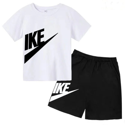 Kids Summer Short Sleeve T-shirt Shorts 2Pcs Set Boy Girl Casual Sport Jogging Suit Toddler 3-12Y
