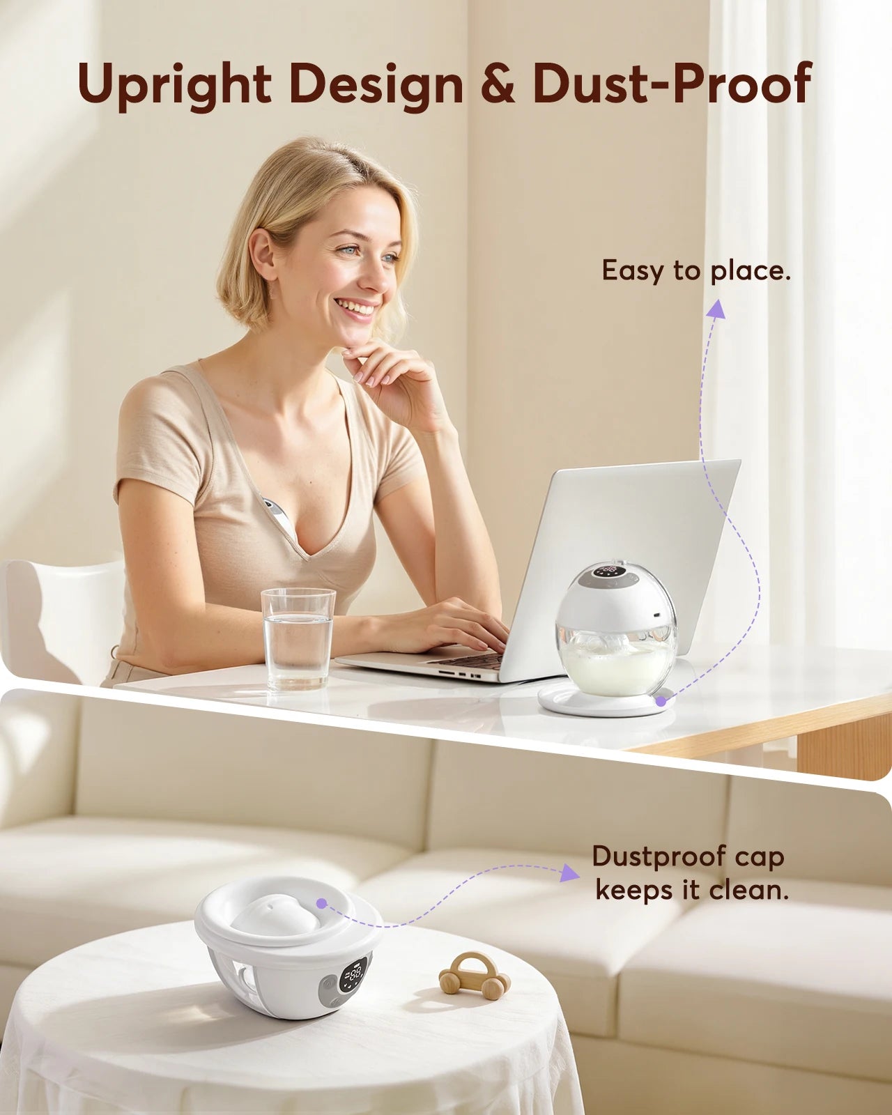 Hands Free Breast Pump K9 Wearable Breast Pump Electirc Portable with 4 Modes & 12 Levels, Max 325mmHg Strong Suction 17/19/21/24/27mm Flange Inserts Wearable Breastfeeding Pump, 2 Pack