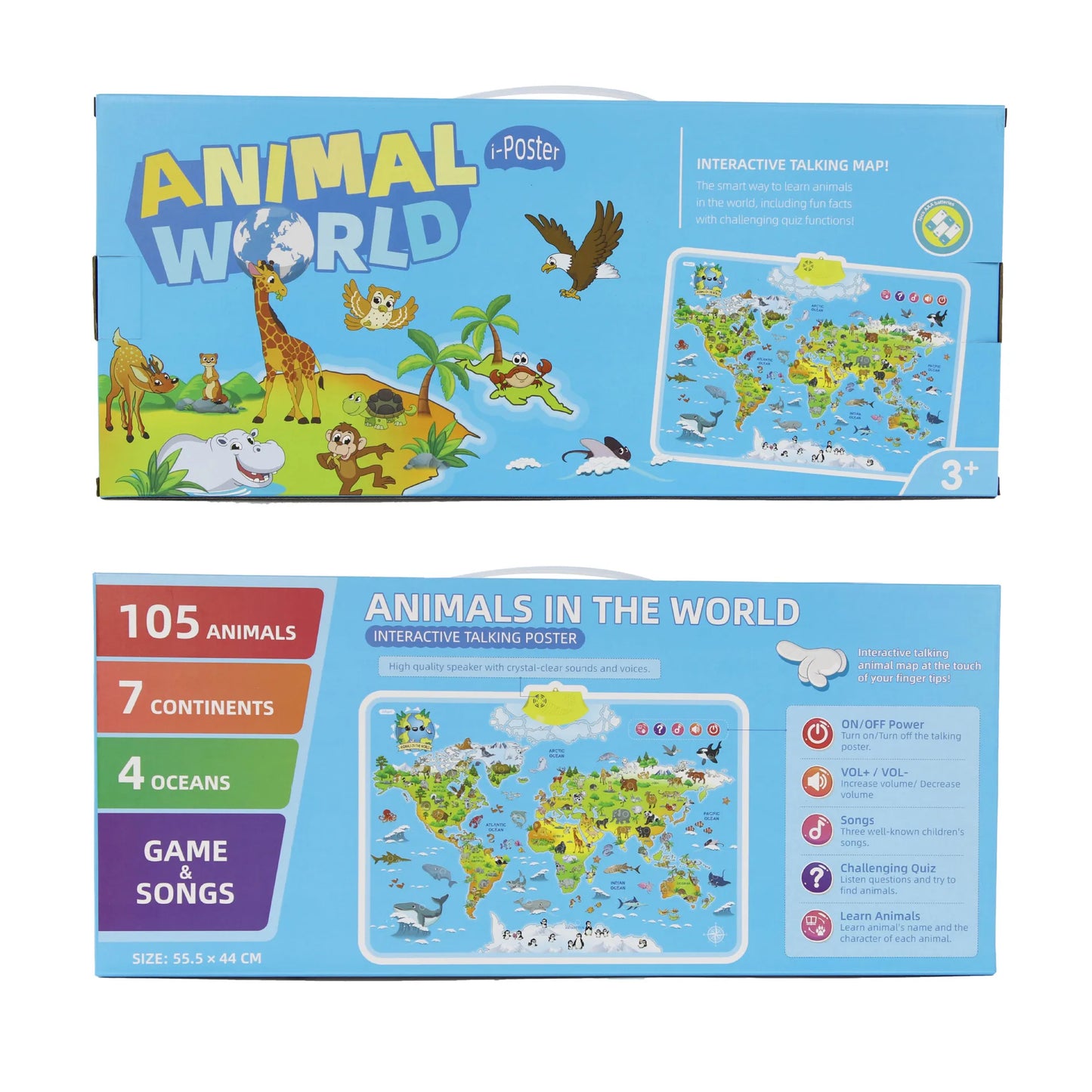 Electronic World Map Animal Wall Chart Talking  Music Poster Kids Montessori Toys for Toddlers Interactive Educational Toy Gift