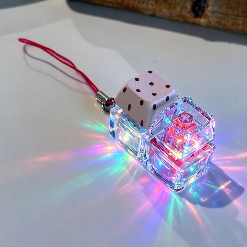 Light Up Keychain Keyboard 2/4 Key Keychain Pendant Decompression Keyring Hanging Pendant for Backpack Stress Releasing Gift