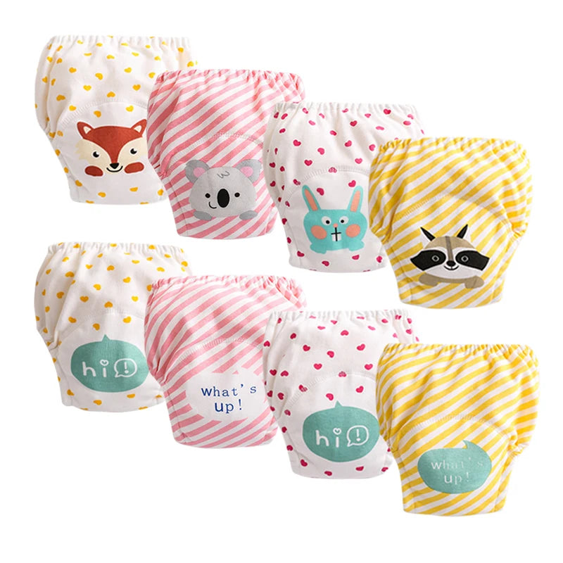 8pcs/6pcs Washable Baby Potty Training Pants Reusable Toilet Trainer Panty Reusable Cloth Diaper
