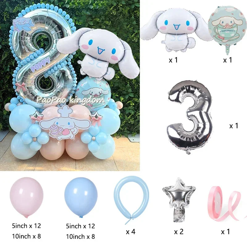 1 Set Cinnamoroll Foil Balloons for Birthday Party Decorations Baby Shower  Kids  Birthday Gift Macaron Latex Balloons Set