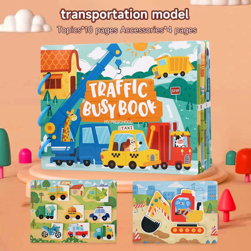 Montessori Baby Busy Book My First Book Early Learning Education Toy for Toddlers