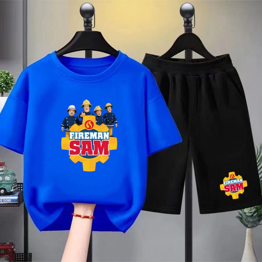Kids Round Neck Black T-shirt Shorts Fashion Short-sleeved Toddler 3-12Y Casual Summer Set