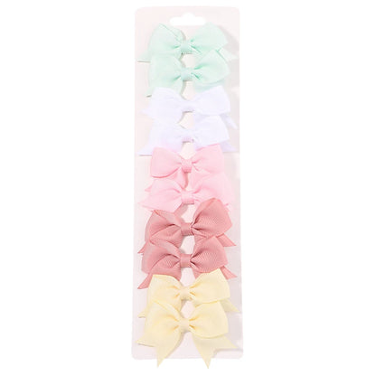 10Pcs/Set Solid Color Kids Bows Hair Clips for Baby Girls Handmade Ribbon Bowknot Hairpin Barrettes Hair Accessories
