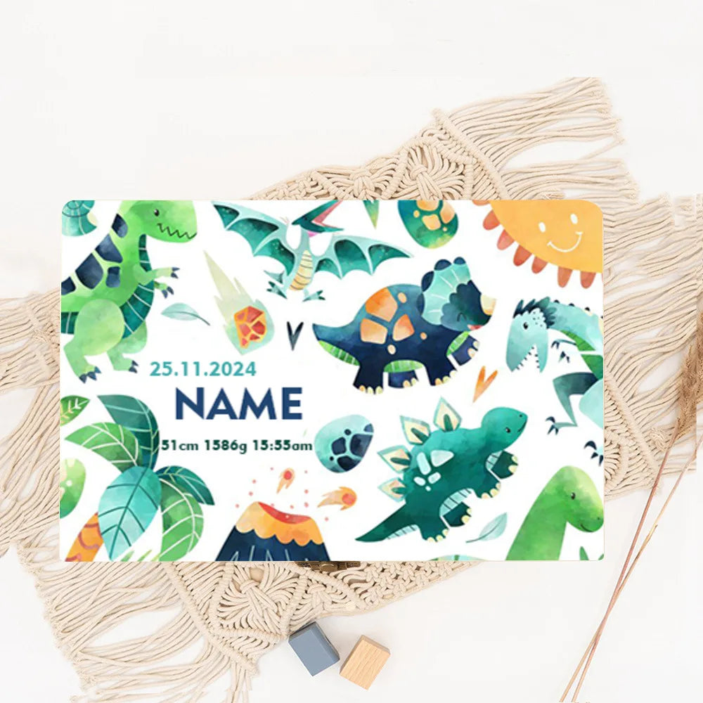 Personalized Dinosaur with Name Baby Wooden Memory Box Newborn Shower Gift  Keepsake Infant Birth Stats Box Umbilical Cord Boxes