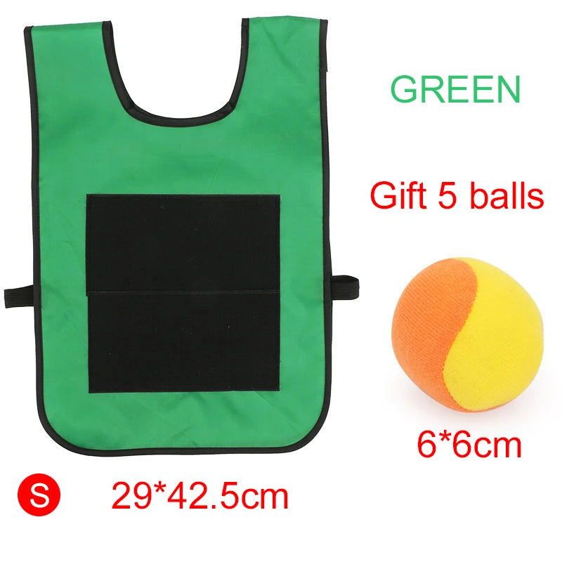 Children Sticky Ball Vest Toy with 5Balls Adhesive Outdoor Sports Physical Exercise Game Props Parent-child Interaction TMZ