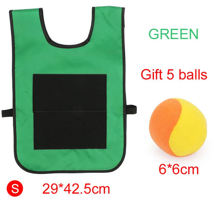 Children Sticky Ball Vest Toy with 5Balls Adhesive Outdoor Sports Physical Exercise Game Props Parent-child Interaction TMZ
