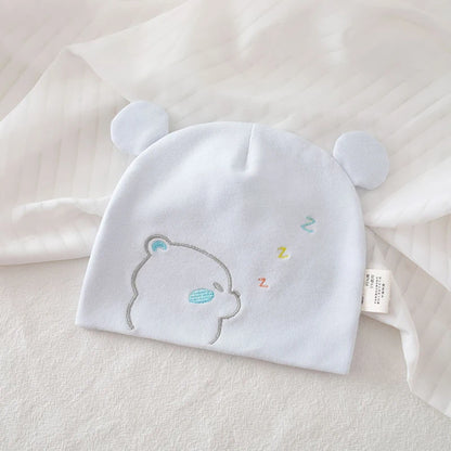 0-3M Newborn Fetal Hat Pure Cotton Baby Autumn Winter Warm Beanies Cute Bear Infant Head Protection Cap Boy Girl