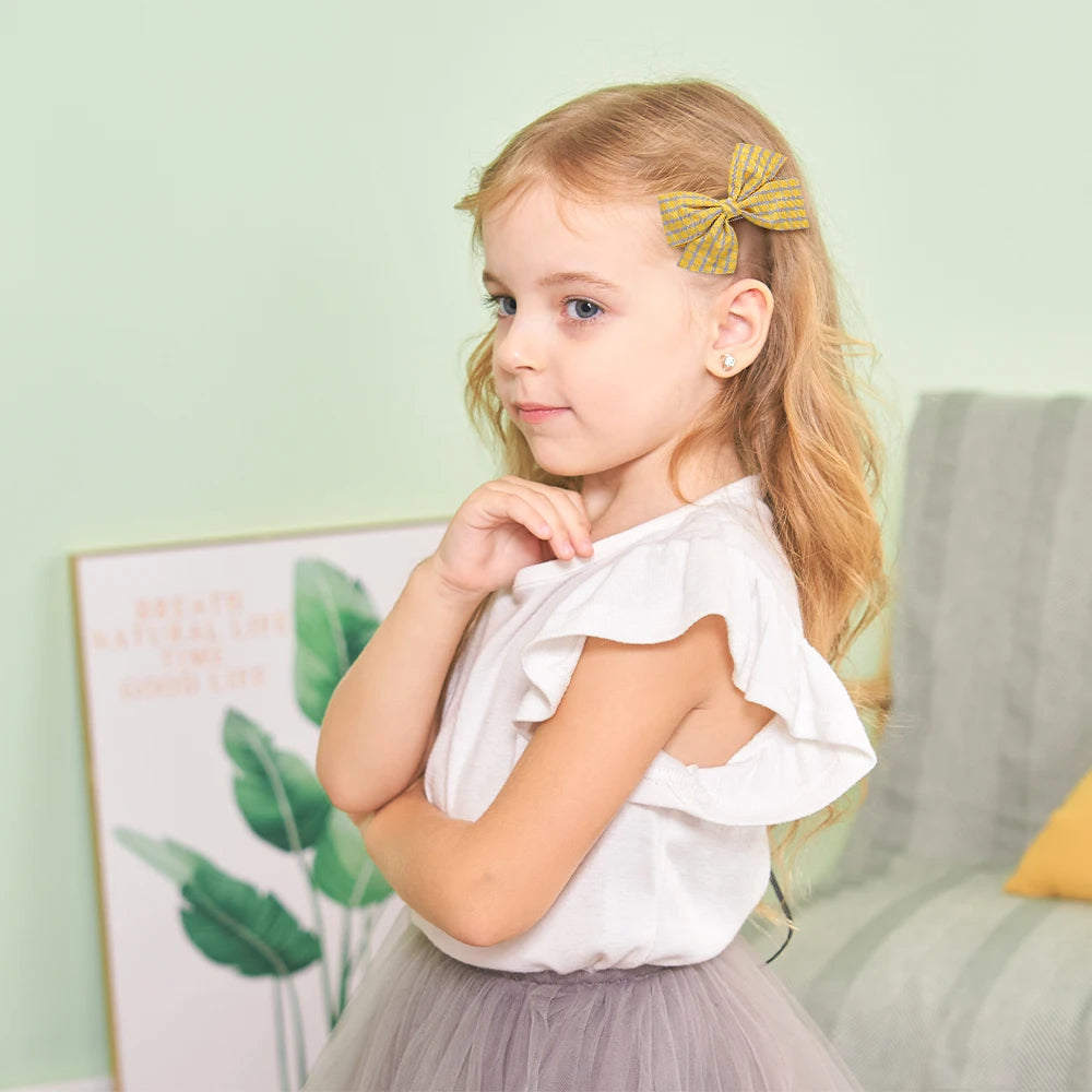 20pcs Random color Baby Hairpin for Girls Print Ribbon Barrette Kids Little Hair Clip Pinches Girls Cotton Bow Hair Accessories