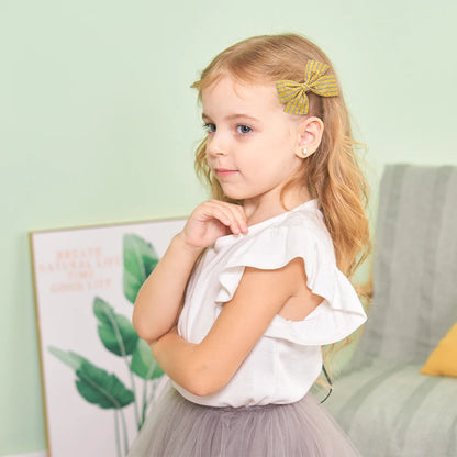 20pcs Random color Baby Hairpin for Girls Print Ribbon Barrette Kids Little Hair Clip Pinches Girls Cotton Bow Hair Accessories