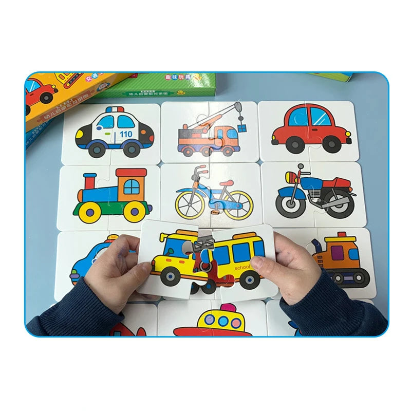 Baby Puzzle Toys for Children Animals Fruit Truck Graph Card Matching Games Toys for Kids 1 2 3 Years Old Boys Girls