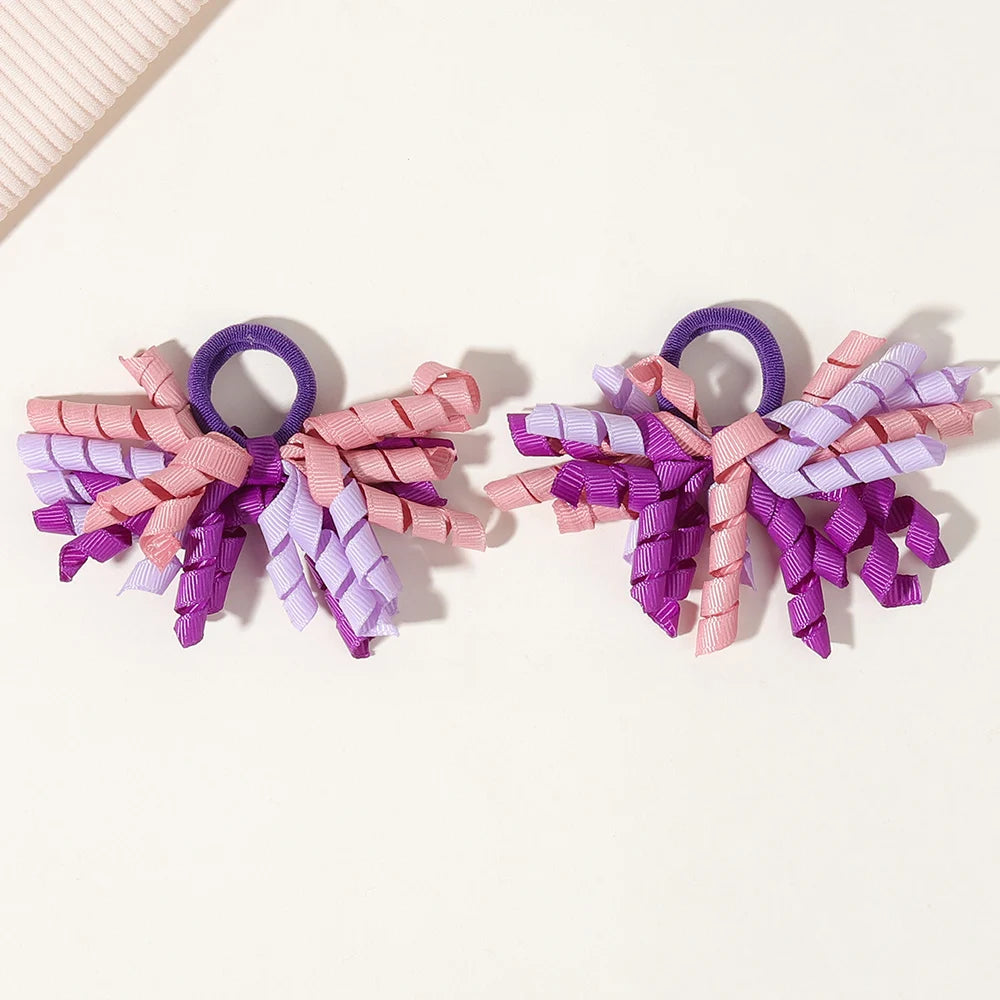 6Pcs Trendy Firework Hair Ties Rainbow Curly