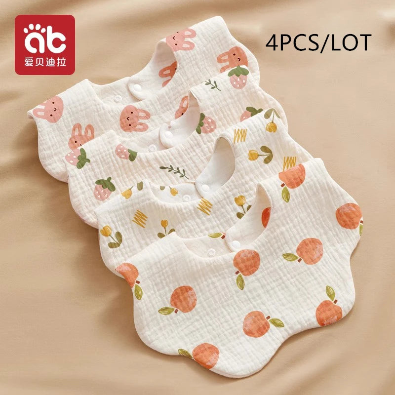 Soft Baby Bibs Bandana Saliva Towels Burp Cloths Newborn Infant Toddler 0-1Y Comfortable Waterproof Feeding Bibs 2/3/4﻿
