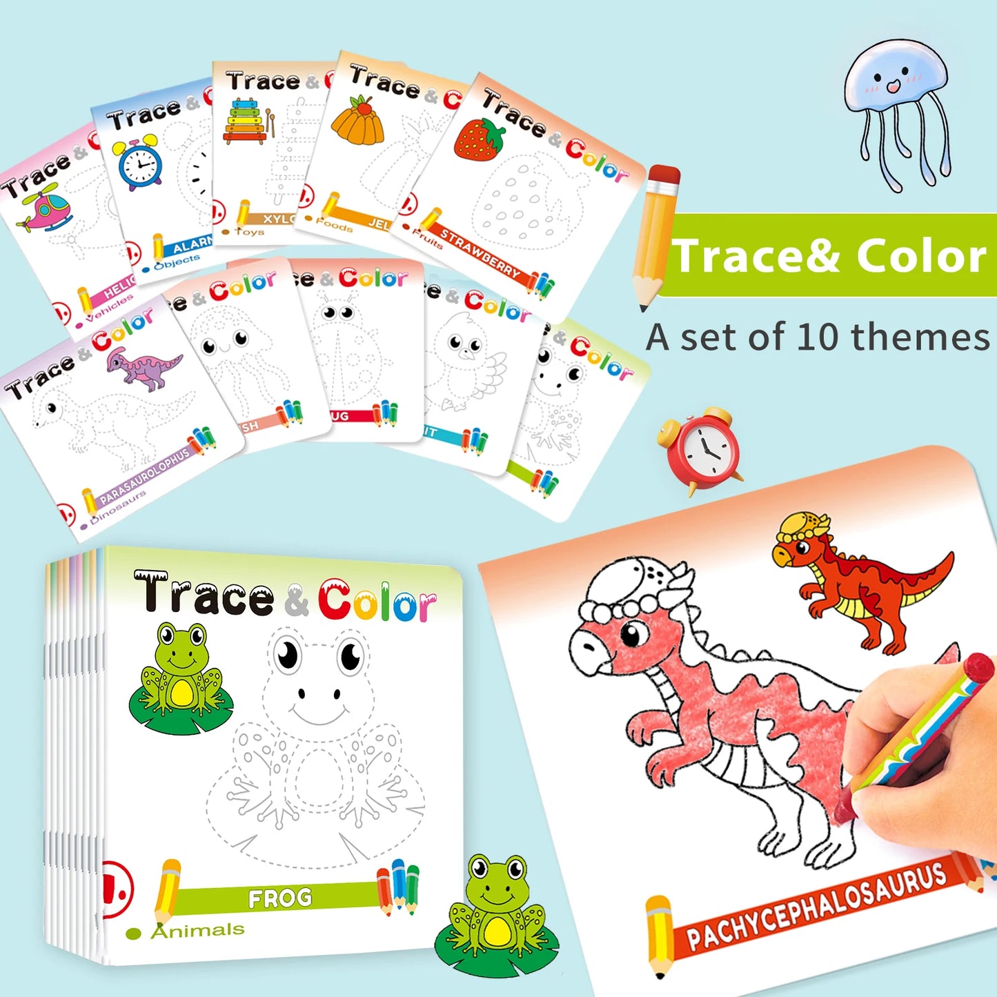 1 Set of 10 English early childhood education Coloring and Drawing Books, Creativity Enhancement Puzzle Education