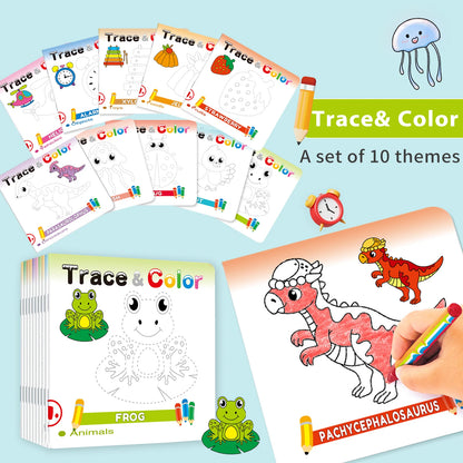 1 Set of 10 English early childhood education Coloring and Drawing Books, Creativity Enhancement Puzzle Education