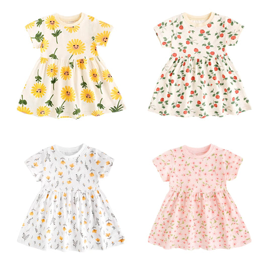 Summer Short Sleeve Baby Girls Dress Little Kids Dresses Soft Clothing