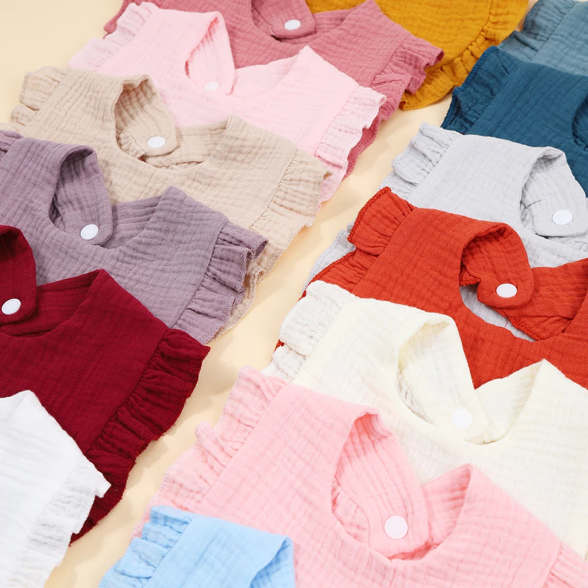 6Pcs/Lot Ribbed Baby Bibs Hair Bows Headbands for Baby Girls Ruffled Flower Saliva Towel Feeding Burp Cloth Scarf Headwear
