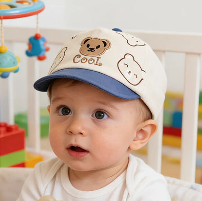 Hat Spring Summer Sunshade Cap Toddler Cartoon Little Bear Duckbill Cap Thin Lovely for Outdoor Soft Brim Baseball Cap for 0-1Y