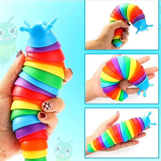 3D Slug Fidget Toy Colorful Slug Snail Flexible All Ages Relief Anti-Anxiety Sensory Toys for Children