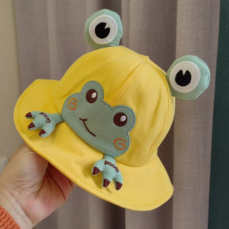 Baby Bucket Hat for Kids Spring Outdoor Boys Girls Sun Hat Summer Cute Frog Toddler Children Fisherman Cap Cotton