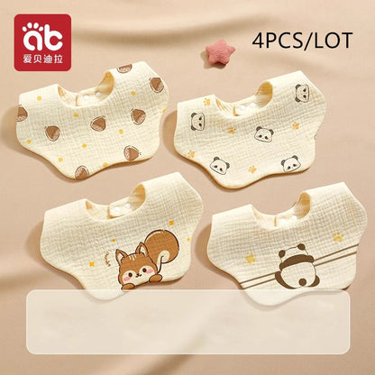 Soft Baby Bibs Bandana Saliva Towels Burp Cloths Newborn Infant Toddler 0-1Y Comfortable Waterproof Feeding Bibs 2/3/4﻿