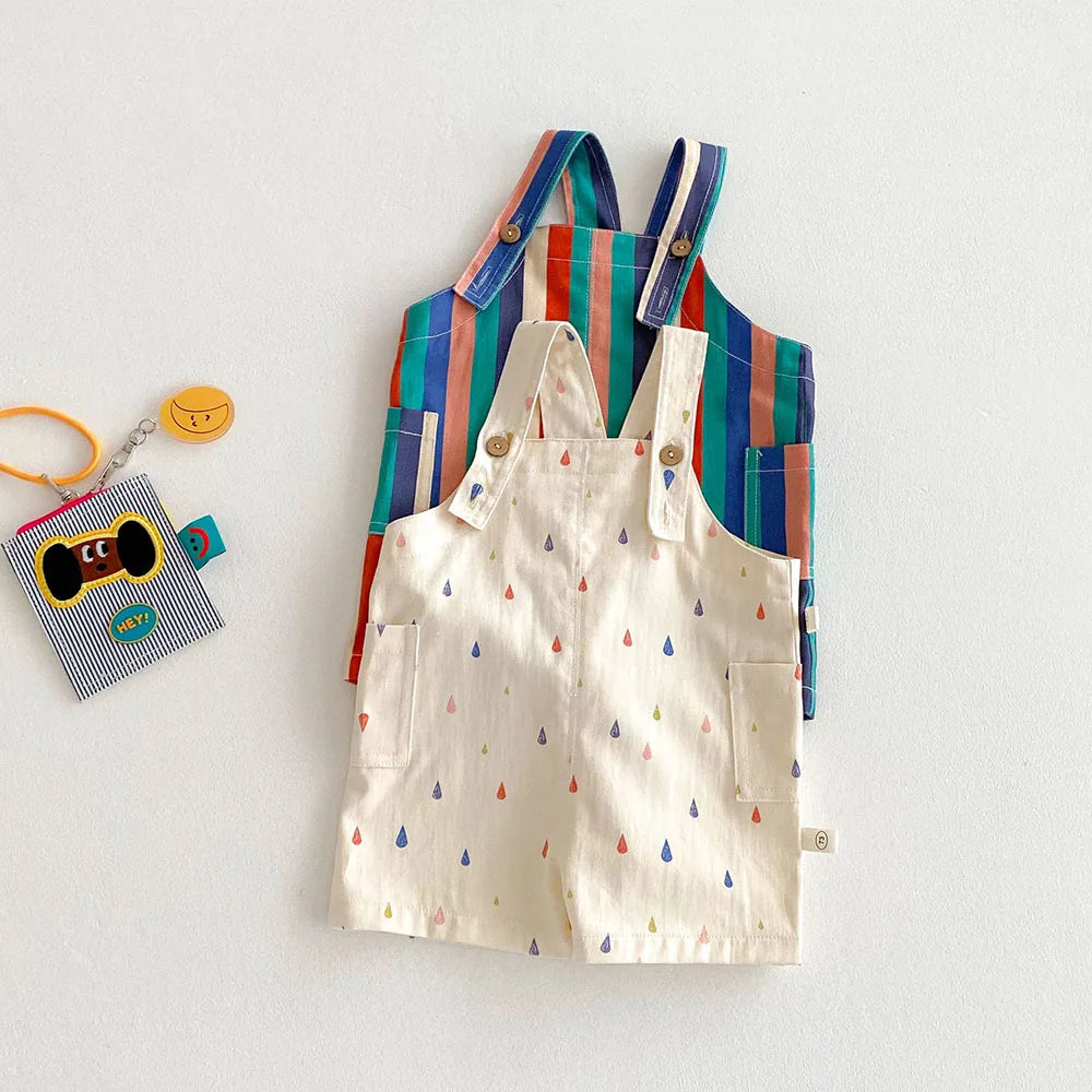 Spring New Kids Clothes Fashion Overalls Polk Dot Jumpsuits Striped Overalls Children Play Suit