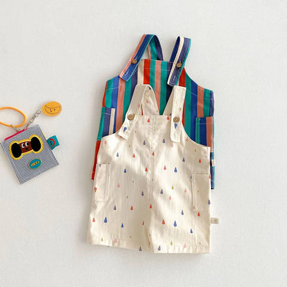 Spring New Kids Clothes Fashion Overalls Polk Dot Jumpsuits Striped Overalls Children Play Suit
