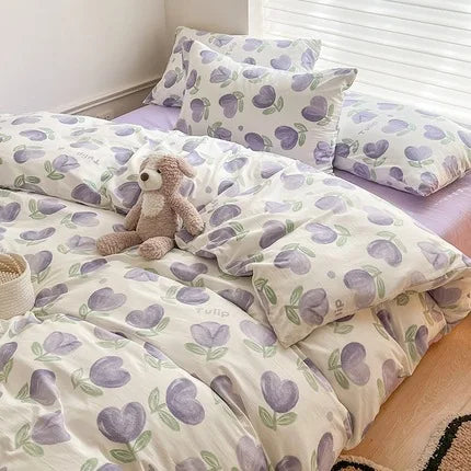 Soft Cotton Crib Bedding Set for Bed for Kid Baby Nursery Decor 3-Piece Set Baby Cartoon Bear Bedding Set for Newborns