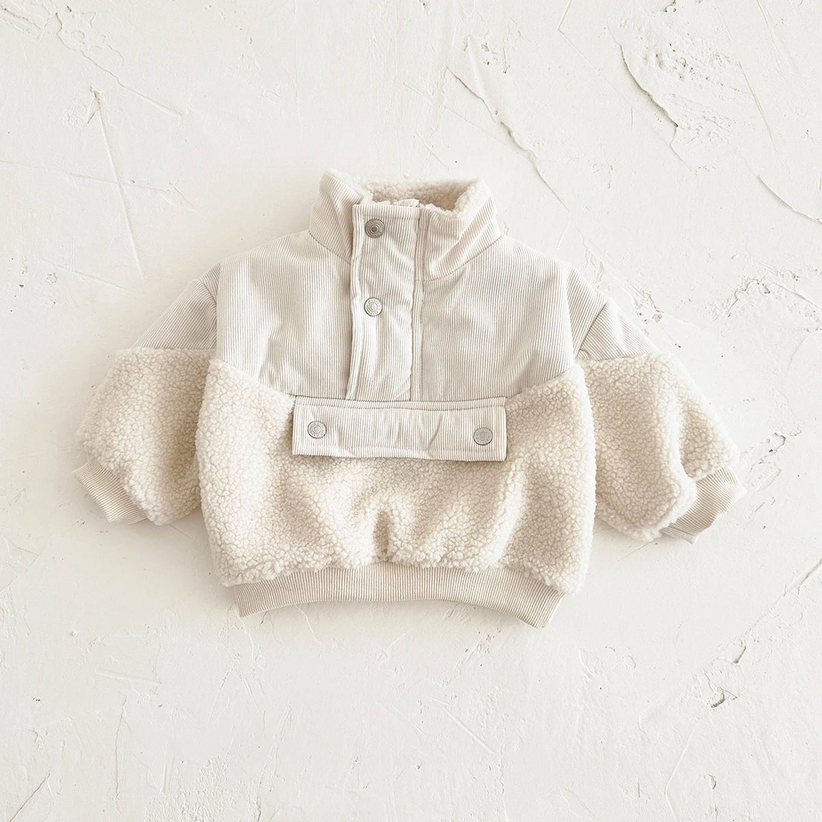 Boys Girls Baby Cotton Coat Lamb Wool Winter Thicken Half-Zip Fleece Jacket Solid 0-3Y Toddler