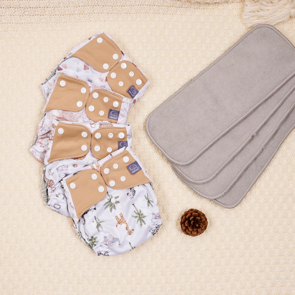 waterproof  baby cloth diaper with 4 absorbents cloths washable eco-friendly pocket cloth nappy