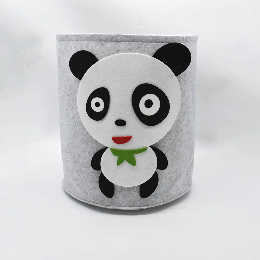 1/2/3/5PCS Baby Storage Basket Panda Dinosaur Cartoon Felt Organizer Laundry Dirty Clothes Bucket Toy Storage Box Gift Ideas